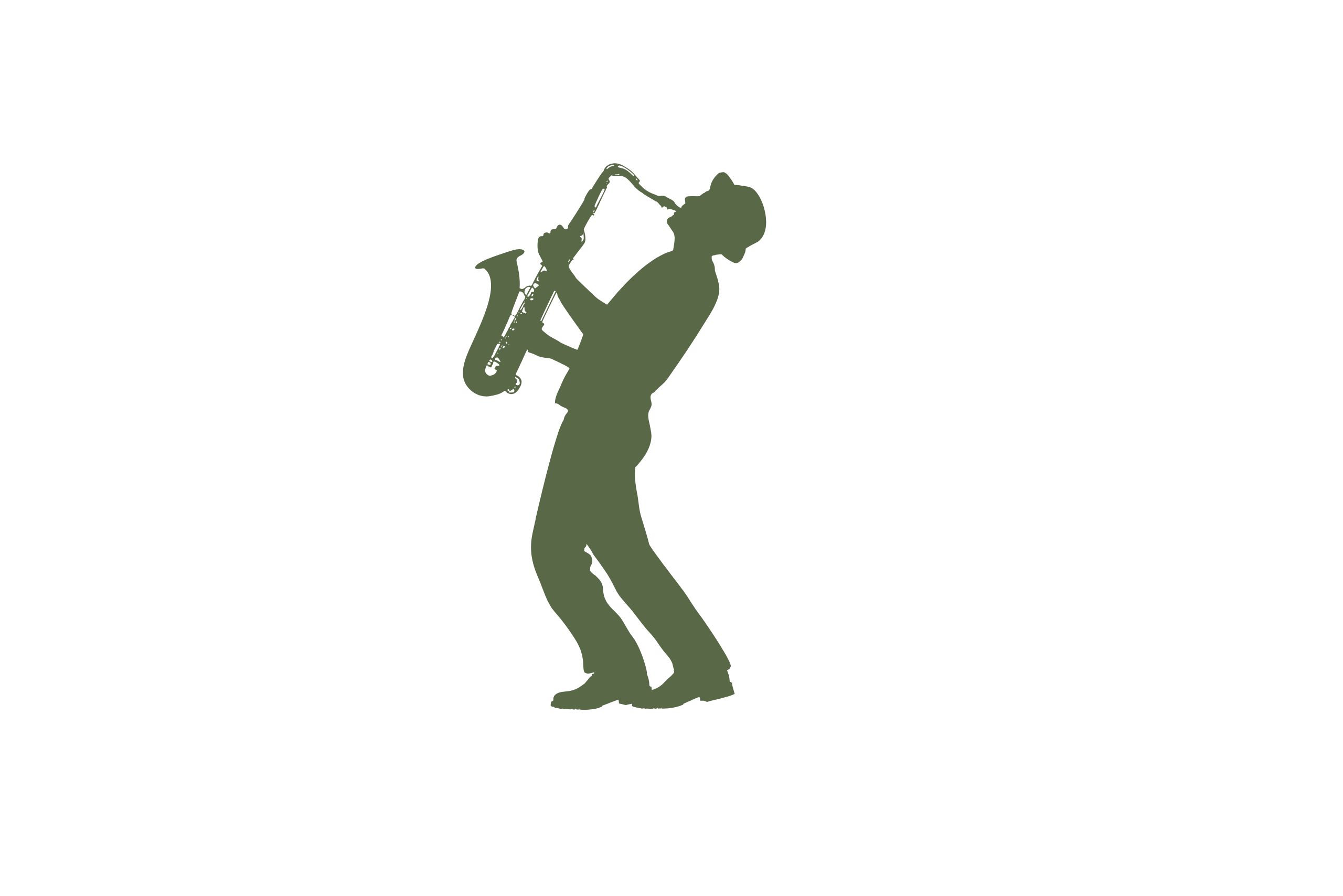 Jazz saxophone player silhouette icon for Zakanthi Restaurant live music nights, Kalamaki Zakynthos